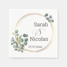 Wedding napkins personalized minimalist