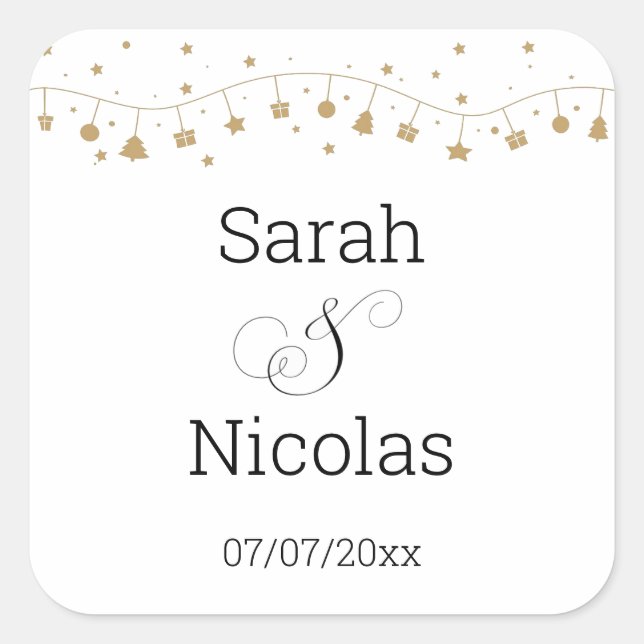 Wedding napkins personalized minimalist square sticker (Front)