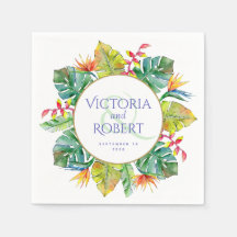 Wedding Napkins | Tropical Watercolor Floral