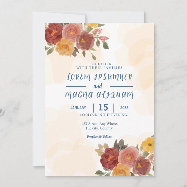 Wedding Natural Invitations Card Vector Template (Front)