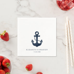 Wedding Nautical Anchor Boat Name Napkin