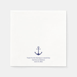 Wedding nautical anchor navy blue and white napkin