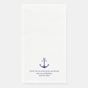 Wedding nautical anchor navy blue and white napkin