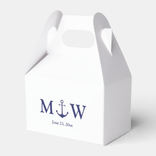 Wedding nautical anchor navy blue monogram initial favor box