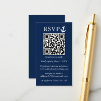 Wedding Nautical Anchor Navy Blue QR RSVP