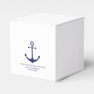 Wedding nautical anchor navy blue white elegant favor box
