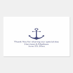 Wedding nautical anchor navy blue white favours sticker