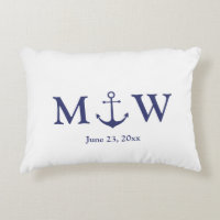 Wedding nautical anchor navy blue white monogram