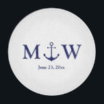 Wedding nautical anchor navy blue white monogram cutting board<br><div class="desc">Wedding nautical anchor navy blue and white monogram initials glass Cutting Board
Minimalist elegant design
customizable text
check the rest of the collection for favours,  gift tags,  stickers,  seals,  labels,  party supplies,  gift bags,  gift boxes,  cards,  etc
great for seaside ocean beach coastal style Weddings</div>