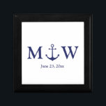 Wedding nautical anchor navy blue white monogram gift box<br><div class="desc">Wedding nautical anchor navy blue and white monogram initials Gift Box
Minimalist elegant design
customizable text
check the rest of the collection for favours,  gift tags,  stickers,  seals,  labels,  party supplies,  gift bags,  gift boxes,  cards,  etc
great for seaside ocean beach coastal style Weddings</div>