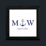 Wedding nautical anchor navy blue white monogram gift box<br><div class="desc">Wedding nautical anchor navy blue and white monogram initials Gift Box
Minimalist elegant design
customizable text
check the rest of the collection for favours,  gift tags,  stickers,  seals,  labels,  party supplies,  gift bags,  gift boxes,  cards,  etc
great for seaside ocean beach coastal style Weddings</div>