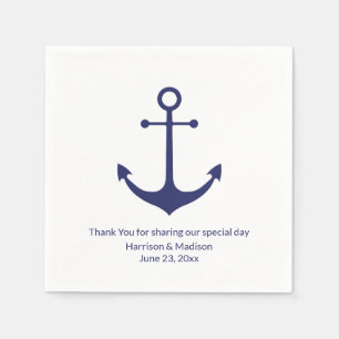 Wedding nautical anchor navy blue white paper napkin