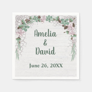 Wedding Nautical Net On Whitewashed Wood Napkin