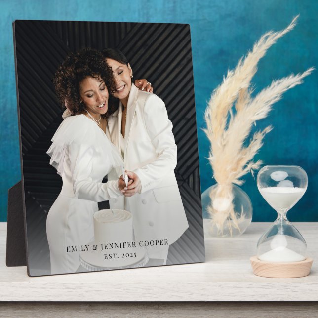 Wedding Newlywed Gay Couple Photo Acrylic  Plaque (Side)
