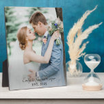 Wedding Newlywed Photo  Plaque<br><div class="desc">A modern monogrammed wedding photo plaque with date established and name. Simple minimalist wedding memento keepsake.</div>