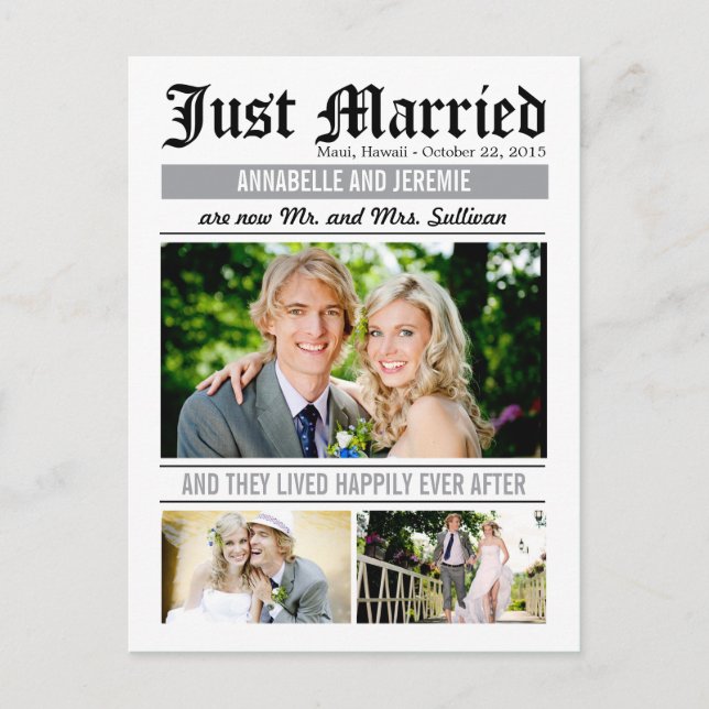 Wedding News Wedding Announcement - White (Front)