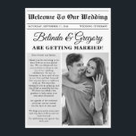 Wedding Newspaper Fun Black White Photo Itinerary Program<br><div class="desc">A fun newspaper style wedding design. This newspaper wedding theme has been designed to mimic a traditional newspaper with customized headlines, text and black and white photos. This newspaper template will automatically change your uploaded photos into black and white, so need to change them. A unique newspaper style wedding design...</div>