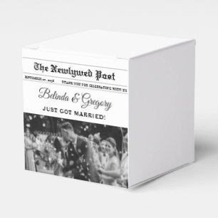 Wedding Newspaper Fun Black & White Photo Wedding Favor Box