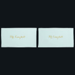 Wedding night in mint green with names pillowcase<br><div class="desc">Pillowcases in mint green with the names of the married couple easily customizable in gold:  Great for a newlyweds couple on honeymoon vacation or for a wedding night. Duvet covers in the same design are also available in store (see collection).</div>