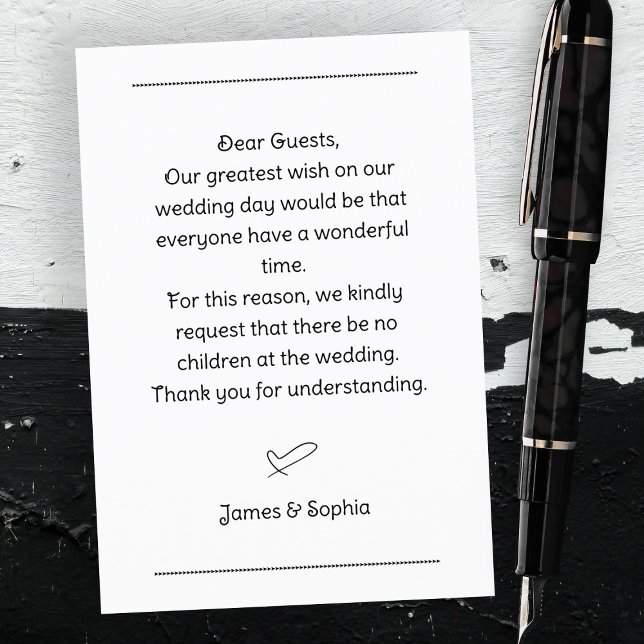 Wedding No Children Request Enclosure Card (Creator Uploaded)