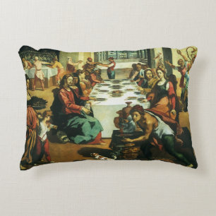 Wedding of Cana by Andrea Boscoli, Renaissance Art Accent Pillow