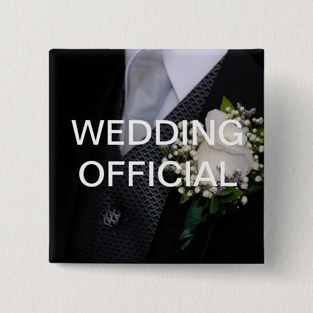 Wedding Official 2 Inch Square Button (Front)
