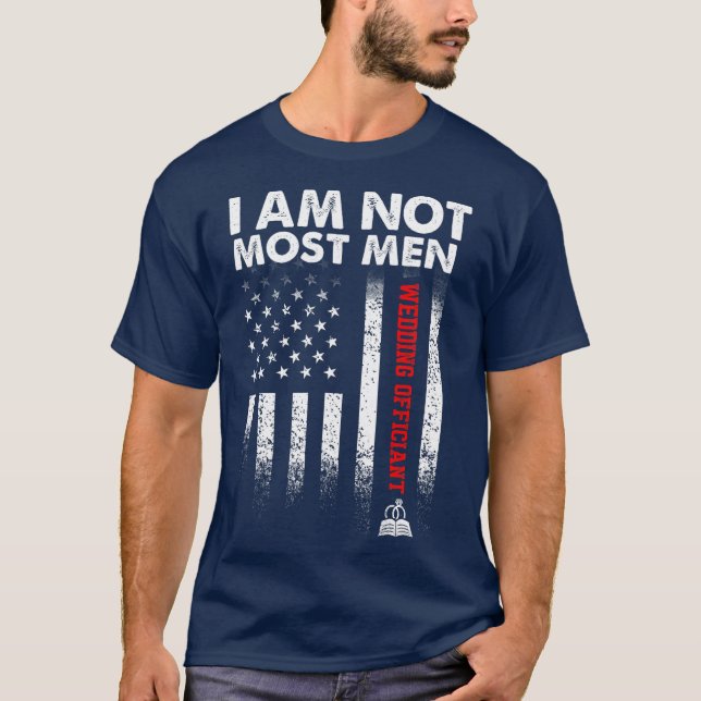Wedding Officiant Plans Flag Internet Ordained T-Shirt (Front)