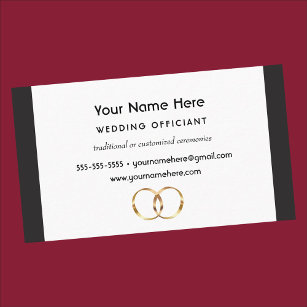Wedding Officiant with black stripes and rings Business Card
