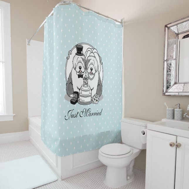 Wedding Old English Sheepdogs Bride Groom Grey 1 (In Situ)