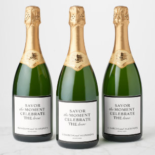 Wedding Old Money, Off-White, dark frame Sparkling Wine Label