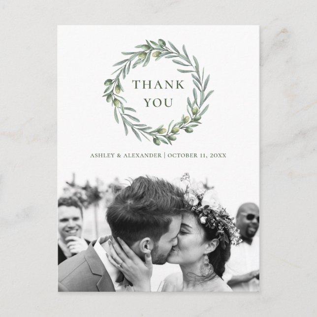 Wedding olive. Botanical italian thank you Postcard (Front)