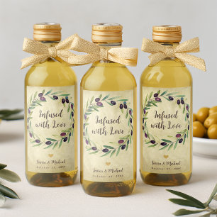 Wedding Olive Oil Wreath Infused with Love Vintage Wine Label