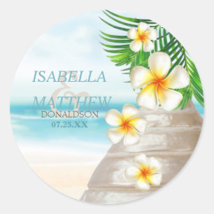 Wedding on the Beach    Personalize Classic Round Sticker