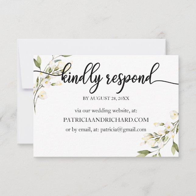 Wedding Online RSVP Cream White Floral Card (Front)