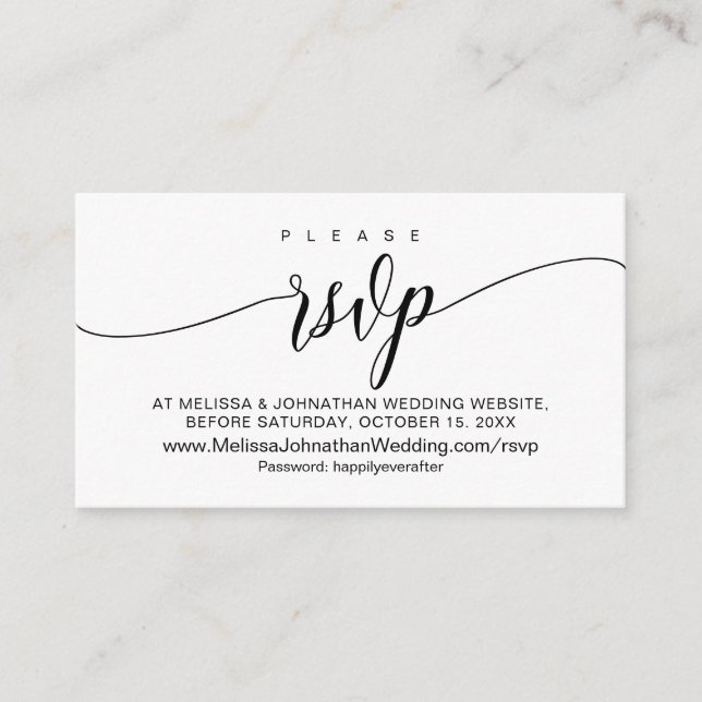 Wedding online RSVP, Modern Calligraphy Enclosure Card (Front)