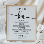 Wedding Open Bar Menu Sign Rustic Chic Calligraphy<br><div class="desc">This stunning calligraphy wedding suite exudes a modern, bold, and timeless design. Our comprehensive collection provides everything you need to create a cohesive and chic atmosphere, including matching menu cards, personalized napkins, striking signs, favours, and much more. Don't hesitate to reach out via chat for personalized assistance or to discover...</div>