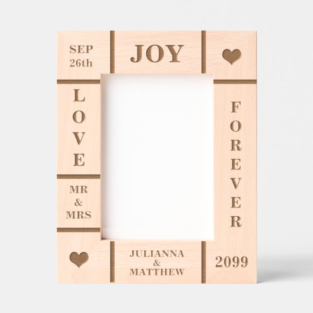 Wedding or Anniversary Custom Text Vert 5x7 Etched Frames (Front)