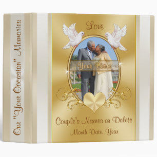 Wedding or Anniversary Photo Album Binder, Gold Binder