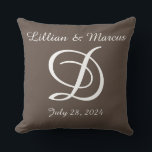 Wedding or anniversary pillow monogrammed<br><div class="desc">Wonderful wedding present for the newlyweds or anniversary gift.  Personalize with their names and wedding date.  Available in different sizes and material.</div>