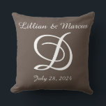 Wedding or anniversary pillow monogrammed<br><div class="desc">Wonderful wedding present for the newlyweds or anniversary gift.  Personalize with their names and wedding date.  Available in different sizes and material.</div>