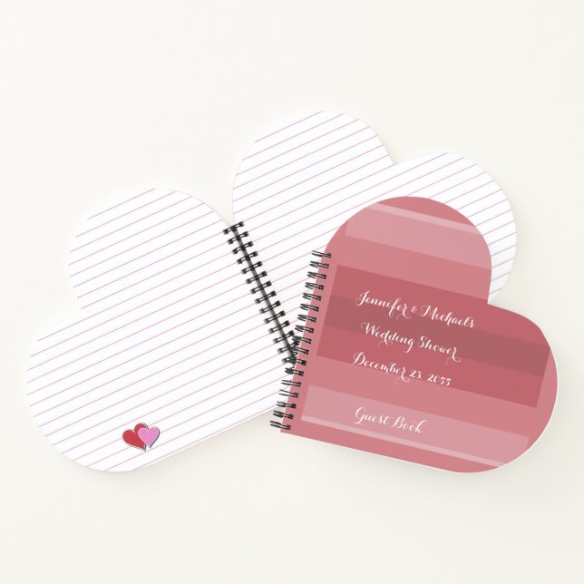 Wedding or Bridal Shower Heart Shape Spiral Notebook (Inside)