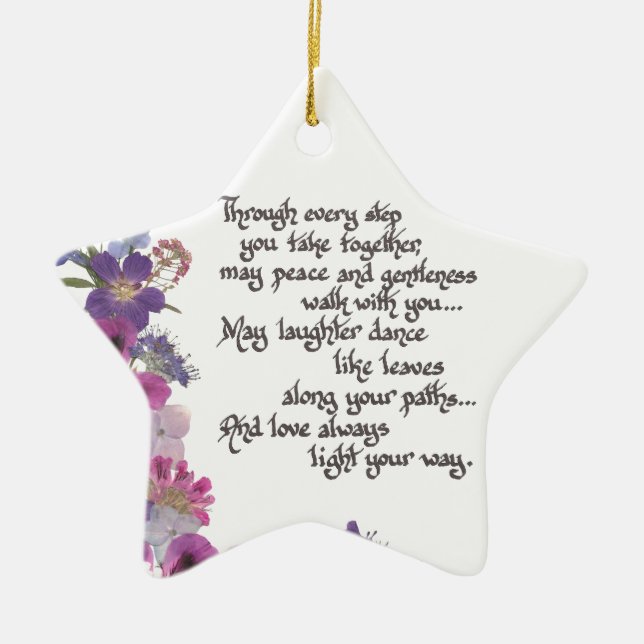 Wedding or Engagement Gift Ceramic Ornament (Front)
