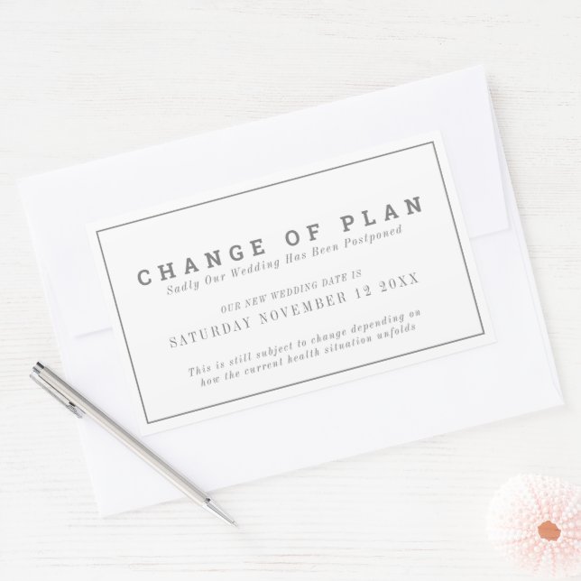 Wedding or event change of plan postponed new date sticker (Envelope)