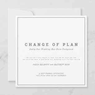 Wedding or event change of plan postponed save the date