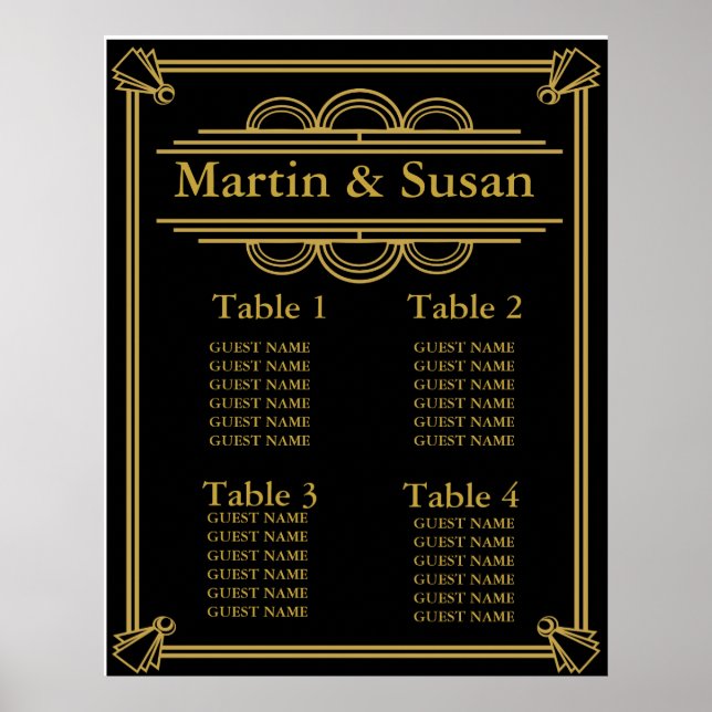 WEDDING OR PARTY TABLE PLANNER Collection Seating Poster (Front)