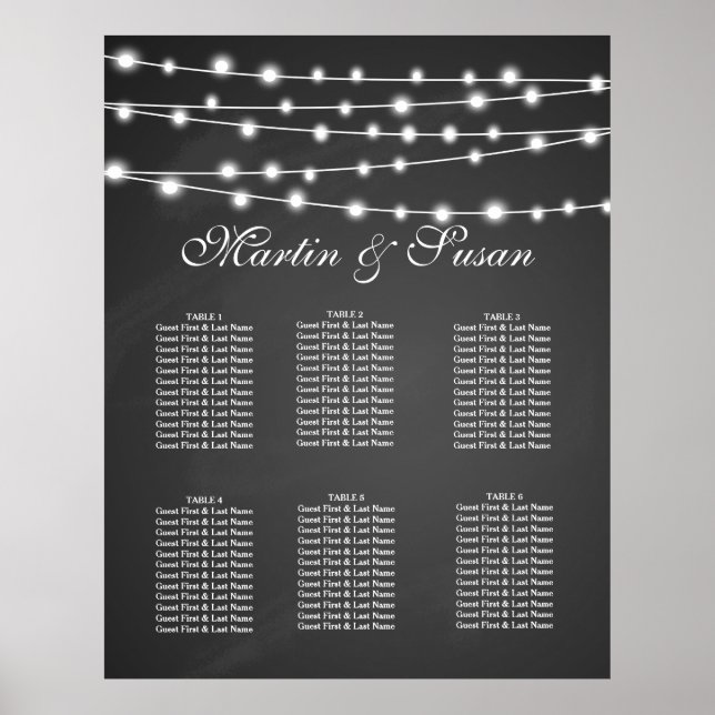 WEDDING OR PARTY TABLE PLANNER Collection Seating Poster (Front)