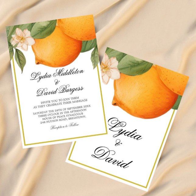 Wedding Orange Citrus Summer Elegant  Invitation (Creator Uploaded)