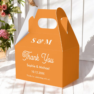 Wedding Orange Fall Bride Groom  Favor Box