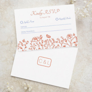 Wedding Orange Verona Sunset RSVP Response Card