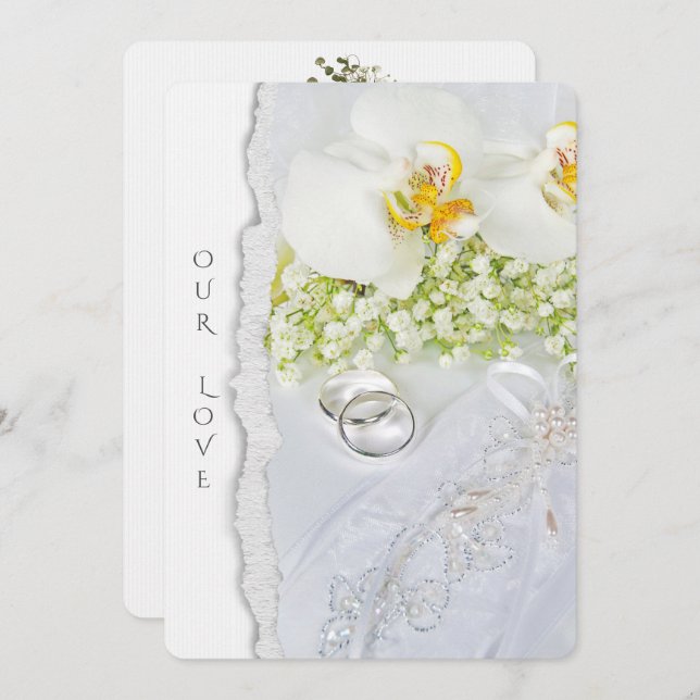 wedding orchids and rings invitation (Front/Back)